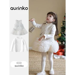 Kids Clothes Girls Princess Ball Gown Elegance Base TShirt +Sunddress Clothes Long Sleeve Casual Outfit Spring Autumn Kid Clothe