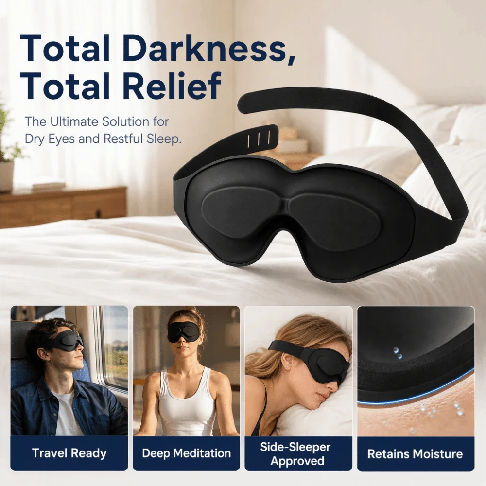 Light Blocking Dry Eye Sleep Mask Moisturizing Silicone Moisturizing Eyeshade 3D Stereoscopic Comfortable
