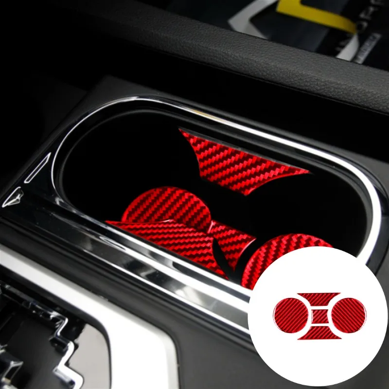 

5Pcs Car Center Console Cup Holder Panel Carbon Fiber Trim Sticker For TOYOTA TUNDRA 2014-2018 Styling Accessories