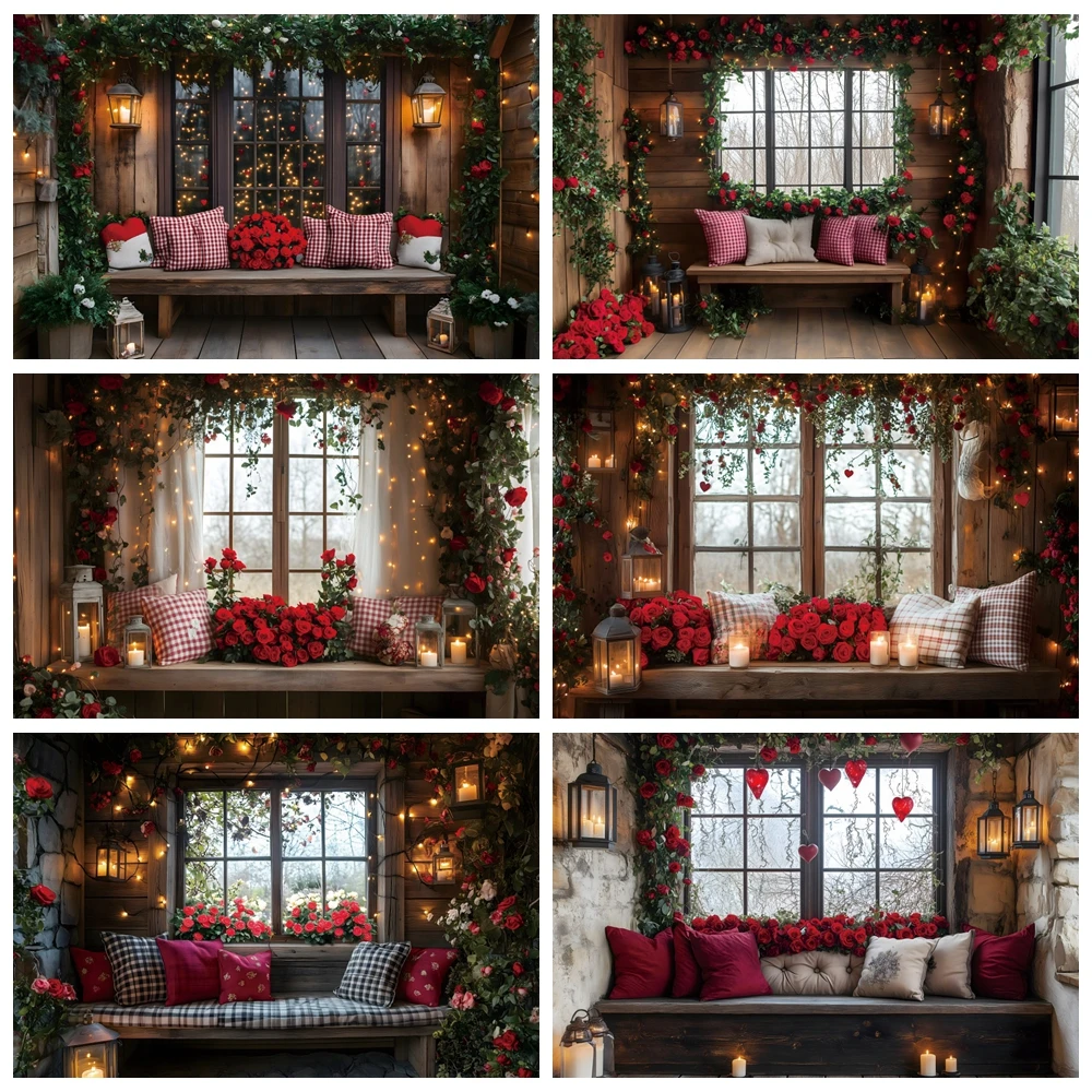 Фон для фотосъемки ко Дню святого Валентина, 14 февраля, романтические розы, диван, деревянный домашний фон для свадебной вечеринки, свадебного душа
