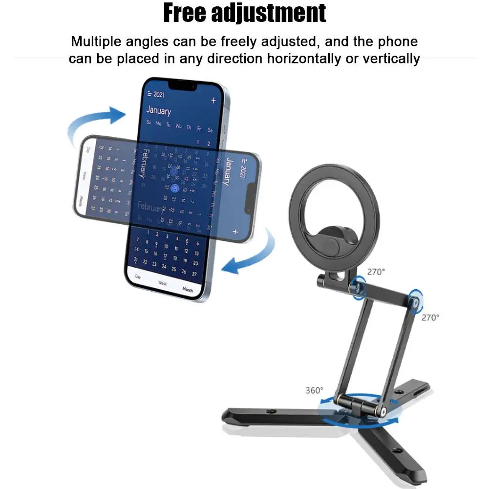 2024 Foldable Magnetic Phone Tripod Stand Selfie Stick Desktop Magnet Phone Holder for Iphone 15 14 13 12 Samsung Case