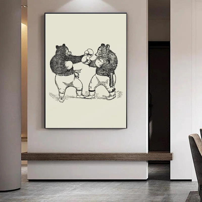 Vintage Sports Boxing and Fencing Wrestling Poster Canvas Printing Morden Wall Art Picture Room Decor Kick-boxing Home Aesthetic