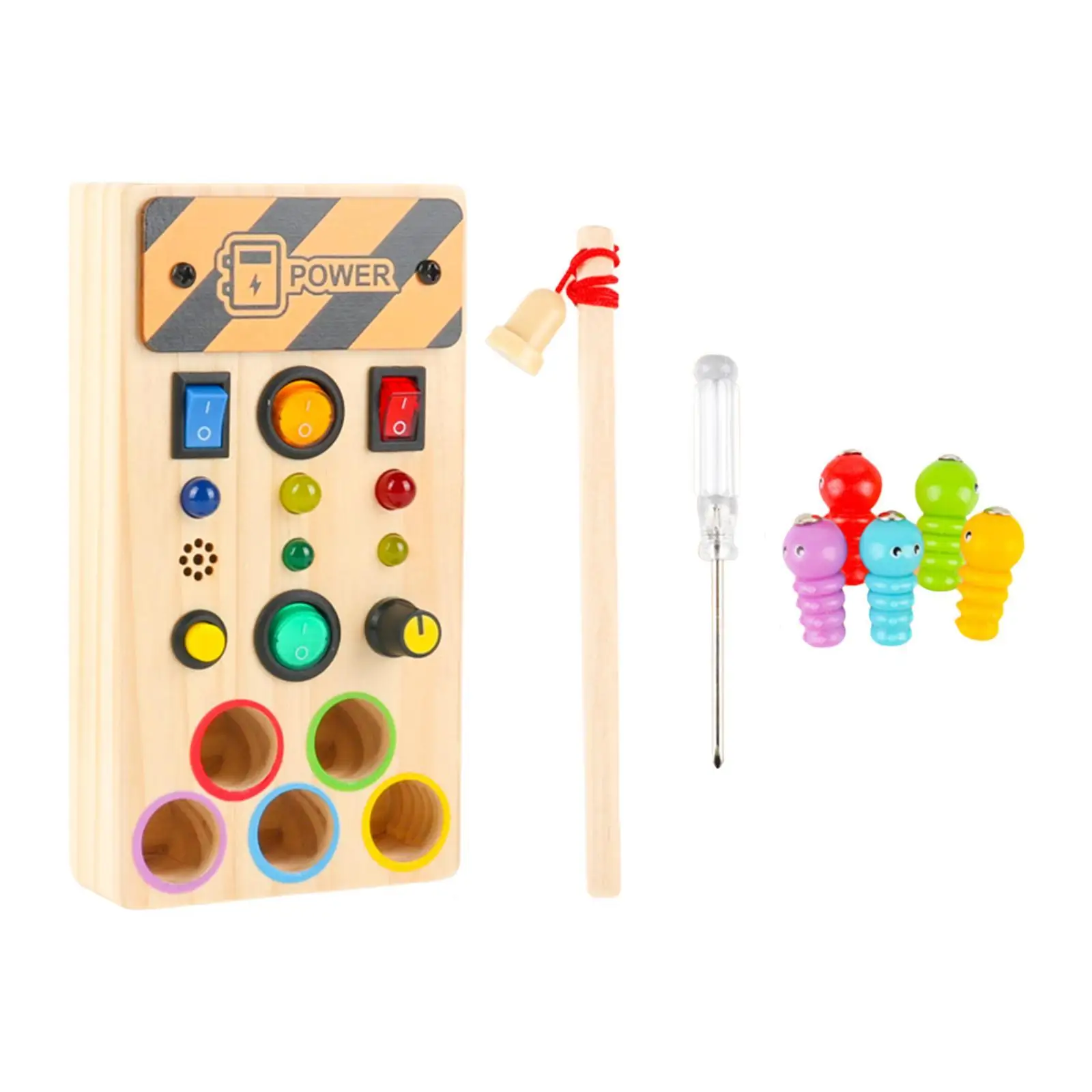 

Light up Busy Board with Switch Wooden Sensory Toy for Gifts Activities Kids