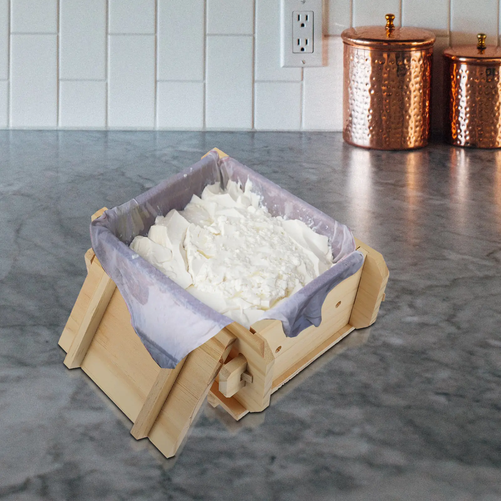 Kit para hacer tofu, molde de arroz con sistema de drenaje, molde para queso, prensa de madera para tofu