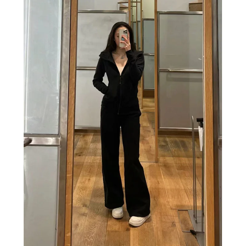 Women Scuba Fleece Sweatpants Winter Warm Mid Waist Drawstring Wide Leg Athletic Lounge Pants Soft Cozy Casual Sports Trousers