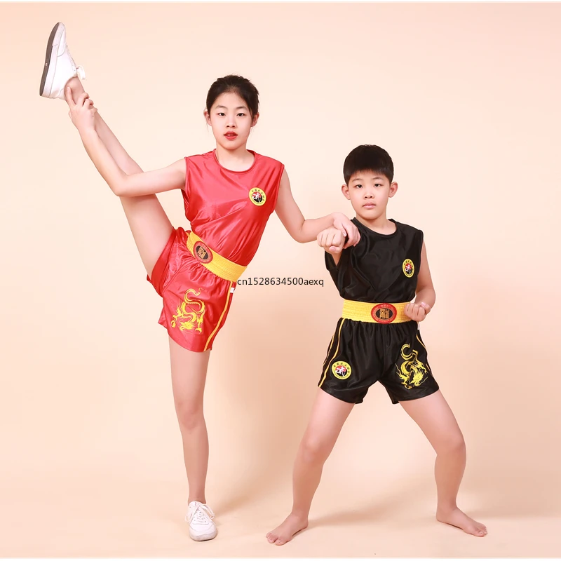 Unisex Muay Thai Boxing Uniform Sanda Suit Kongfu Uniform Wushu Clothing Martial Arts Performance Costume for Children Adult