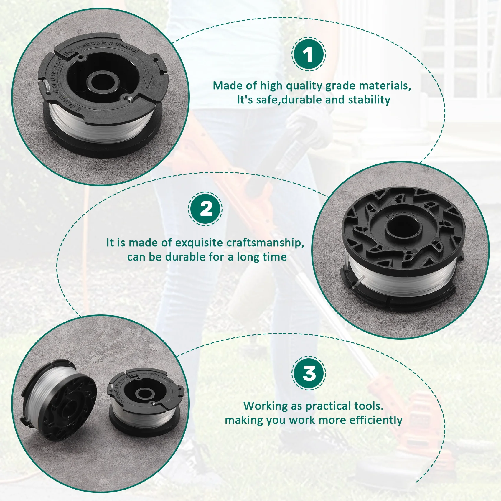 A03F 4 Pcs AF-100-3ZP String Trimmer Spool Replacement for BLACK+DECKER GH400 GH500 GH600 Autofeed