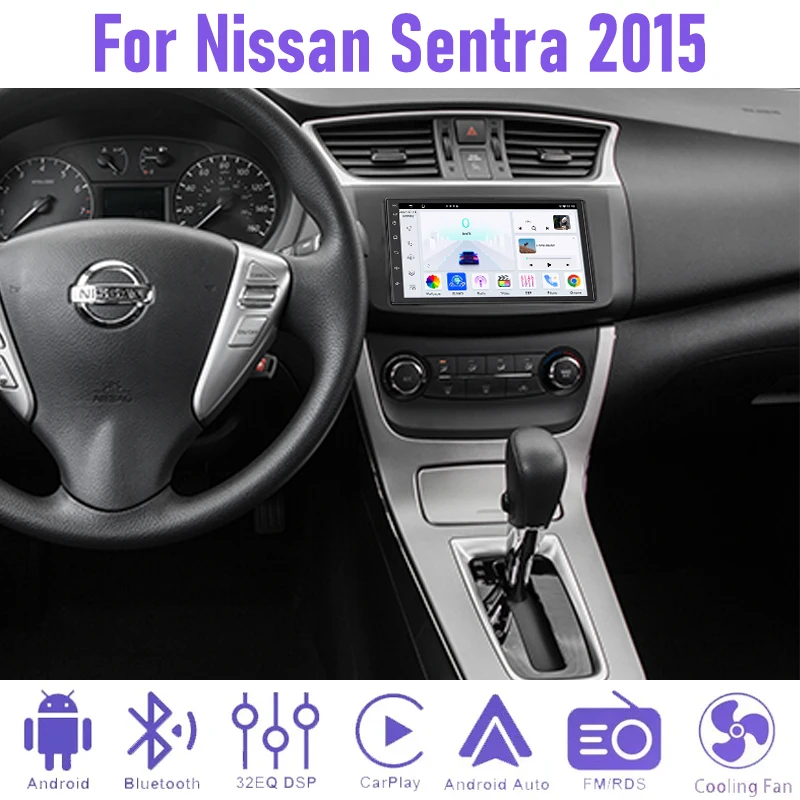 7'' 4+64GB Car RadioFor Nissan Sentra 2015 Wireless Carplay Rear Camera Android 15 Auto Google Map GPS Navi FM Stereo