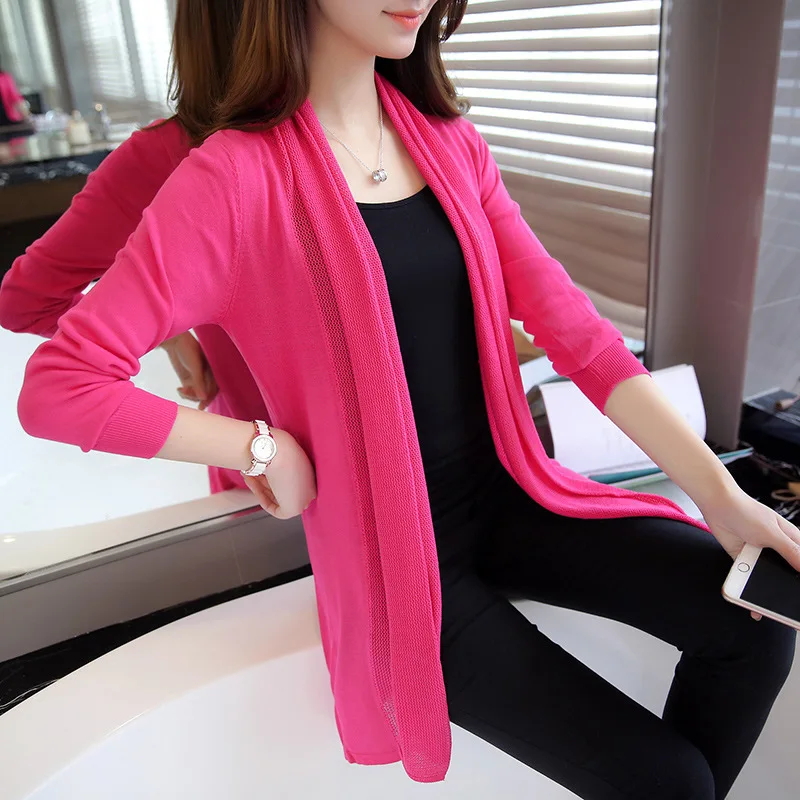 Spring/Summer 2024 Mid-length Air Conditioning cardigan Poncho Thin Coat Sunscreen Loose Knitted for Women