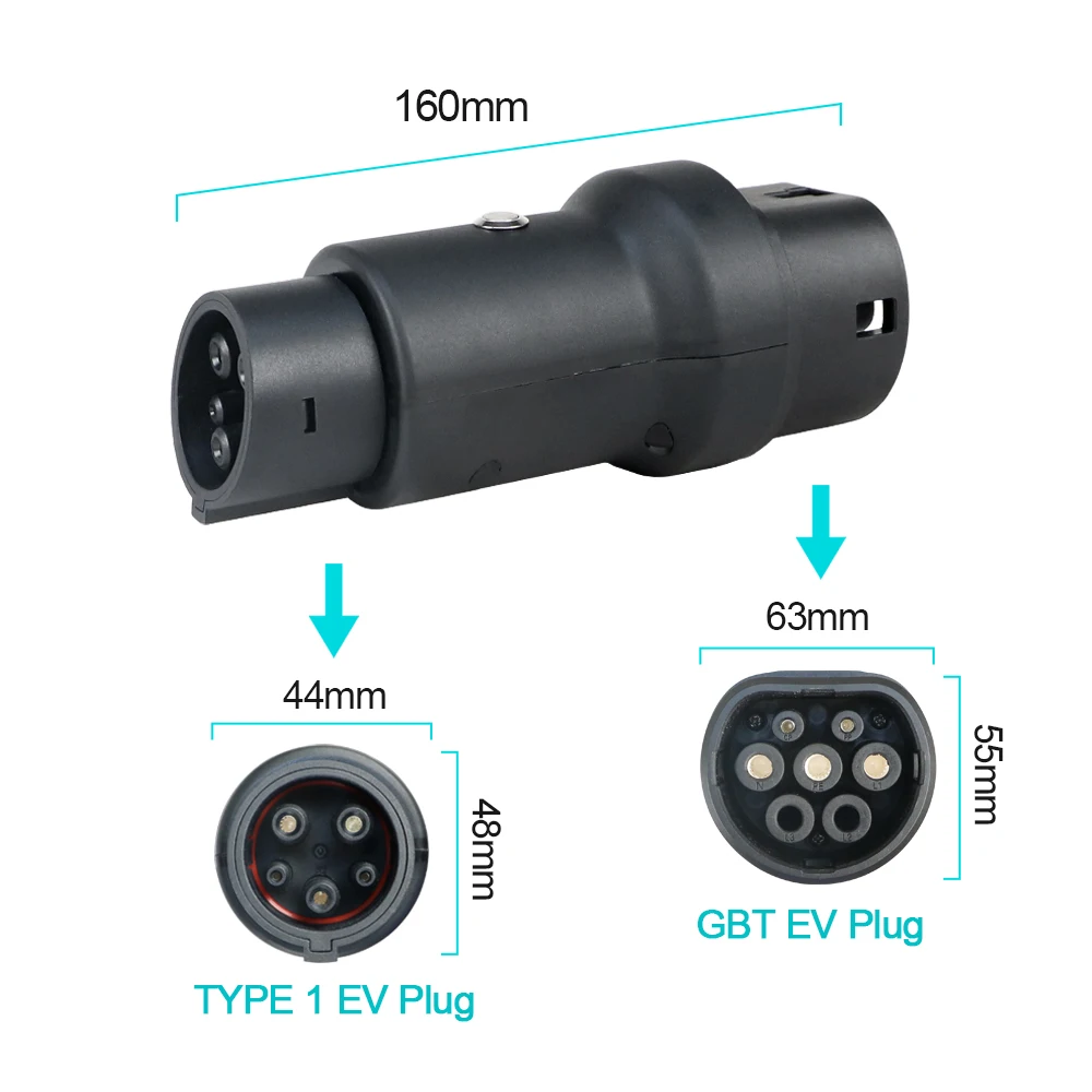 GOODCELL Adaptor pengisi daya, GBT To tipe 1 J1772 32A 7.2kw EV untuk semua mobil hibrida, kendaraan elektrik tipe 1