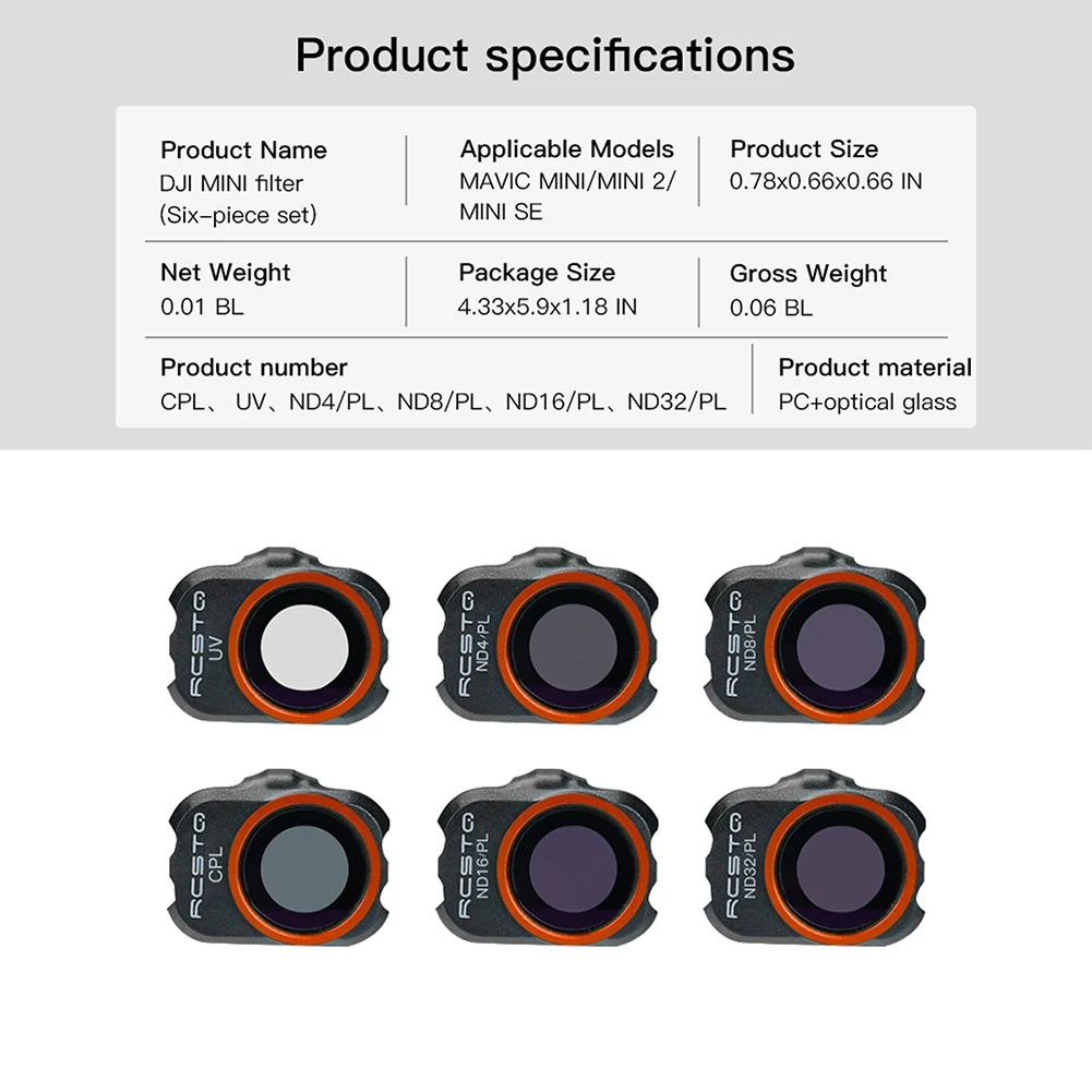 New DJI Mini 2 Camera Lens Filter for DJI Mavic MINI 1/2/SE Drone Filter Set UV/CPL/4ND PL/8 ND PL/16ND PL/32 ND PL Accessories