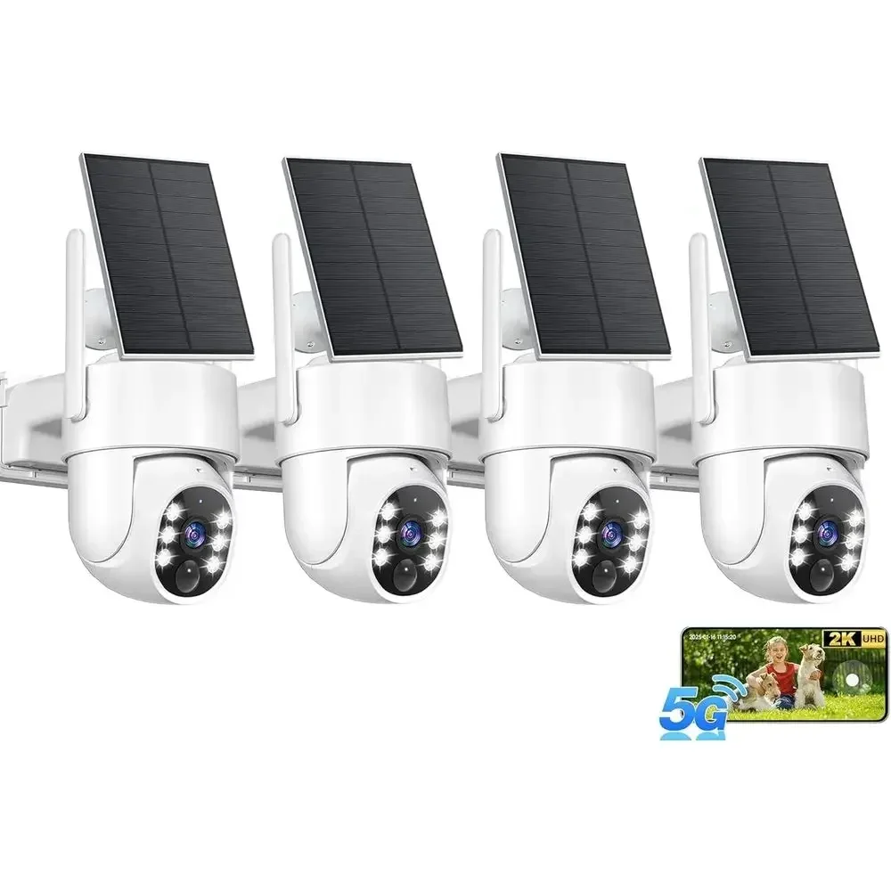 2K Security Camera System, 5GHz&2.4GHz WiFi Solar Wireless Cameras for Home Security, Wire-free Installation, AI Detection, Two-