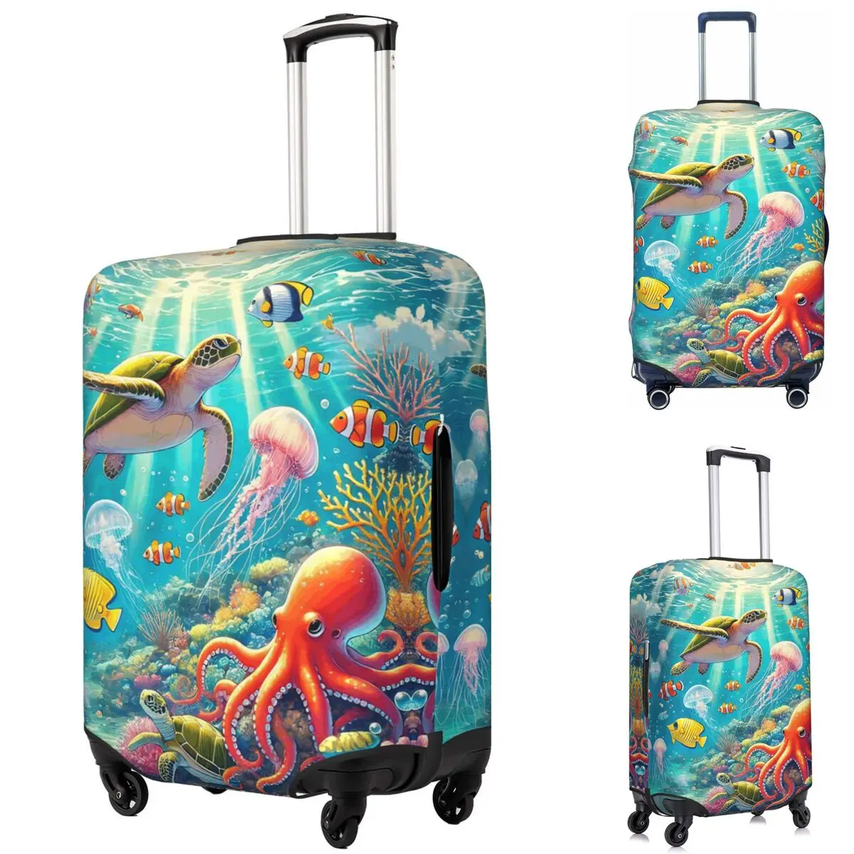 

Race To Safety Sea Turtle 13 Suitcase Cover Protection Elastic Travel Luggage Protector Covers for 18-32 Inch