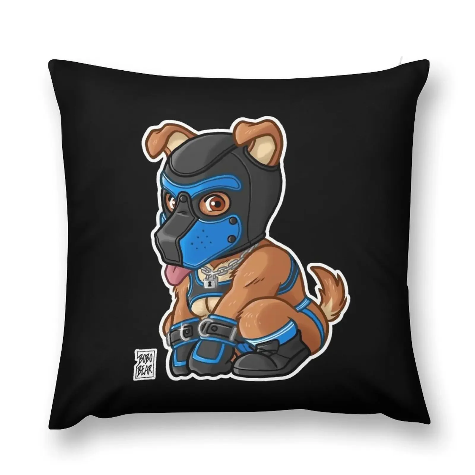 PLAYFUL PUPPY - BLUE MASK - BEARZOO SERIES Throw Pillow Cushions Decorative Cushions covers for pillows pillow