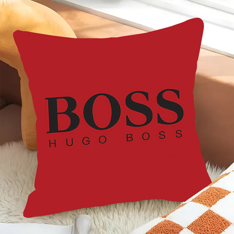 Fashion Square Pillow Cover 50x50cm H-Hugos B-Boss Pillowcase Living Room Decorative Pillowcases Short Plush Black Cushion Cover