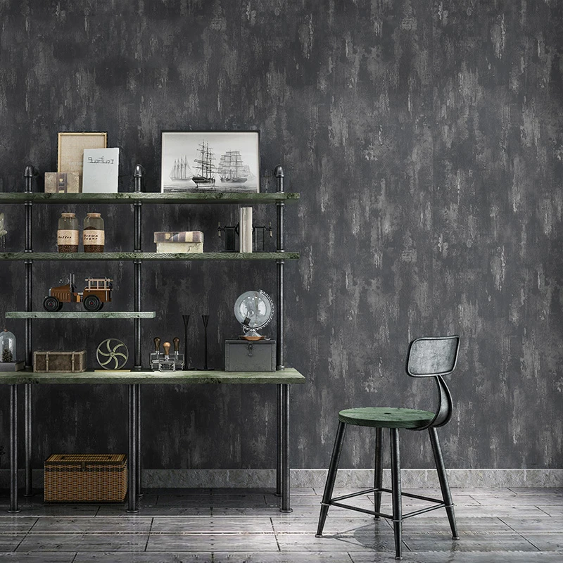 

Vintage Gray Cement Wallpaper Plain Mottled Wallpaper Nordic Living Room Restaurant Clothing Store Retro Industrial Wallpaper