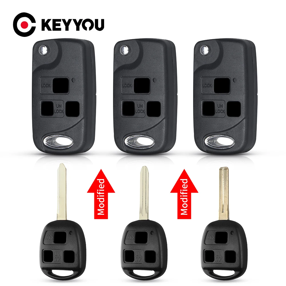 KEYYOU 1PCS For Toyota Yaris Carina Corolla Avensis Fob Modified Folding Flid Key TOY47 TOY48 TOY43 Blade Without Buttons