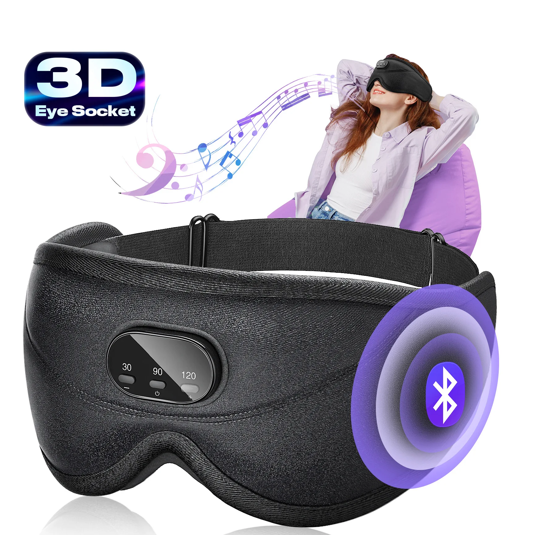 3D Bluetooth Sleeping Mask Headphones Eye Mask Comfortable W