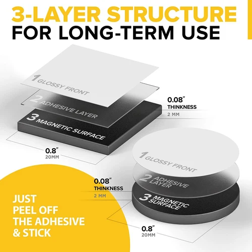 Imagen 2 del producto Hoja de imán autoadhesiva cuadrada y redonda de puntos magnéticos para el hogar, refrigerador, oficina, pegatinas adhesivas flexibles DIY