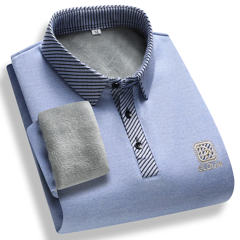 بلوفرات رجالية محبوكة برقبة بولو مبطنة قمصان بولو كاجوال سميكة قمصان بولو بقصة ضيقة بلوزة علوية كورية للرجال