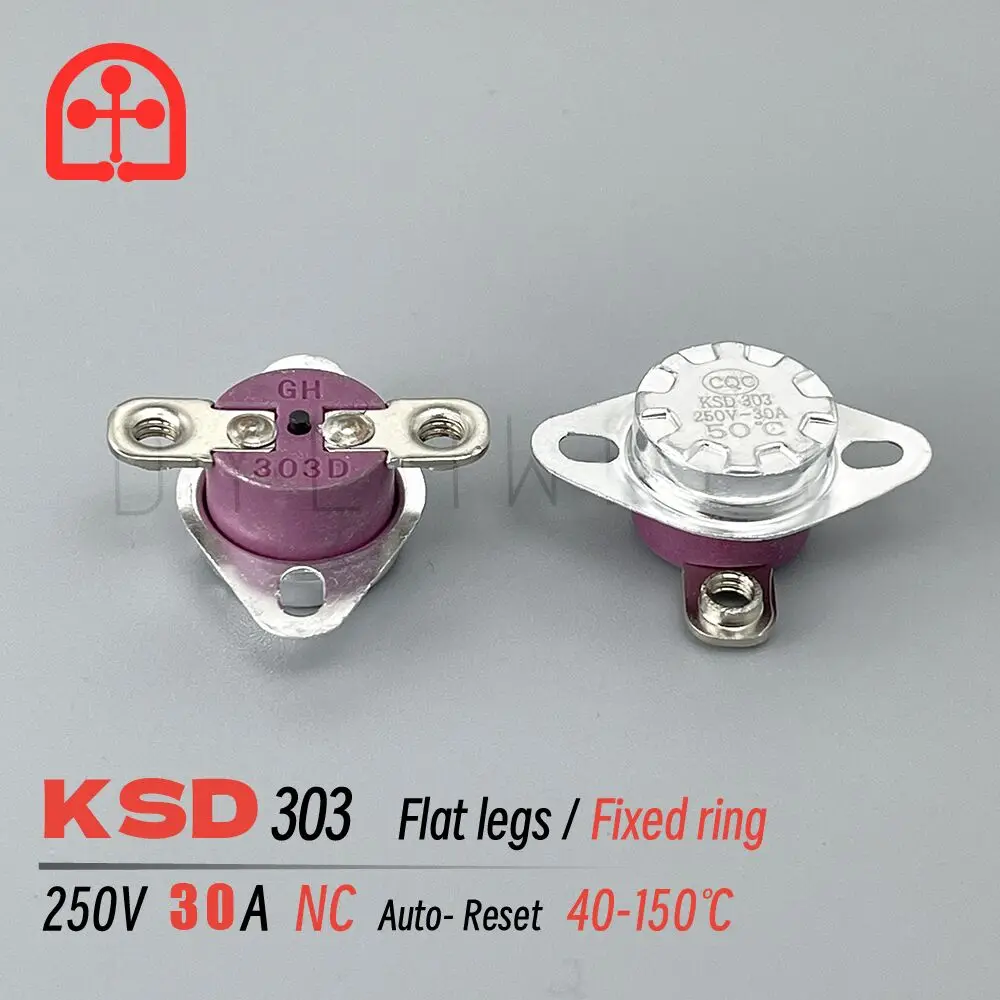 KSD303 301 30A 250V High current ceramic temperature control switch M4 screw hole thermostat switch 40 80 95 100 130 150