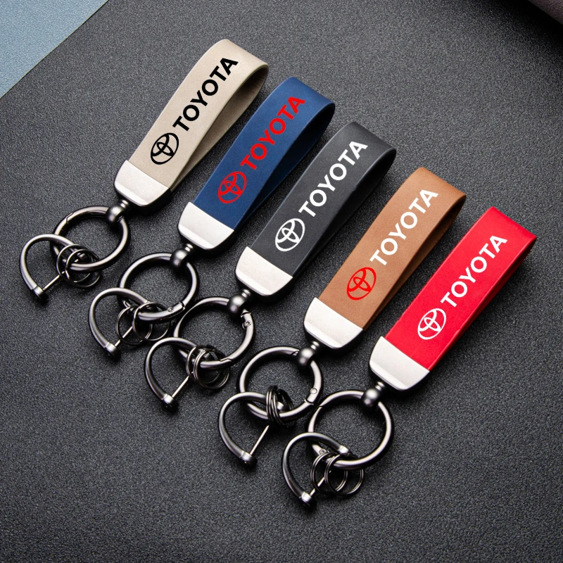 Fashion leather car keychain Zinc alloy keychain For Toyota GR Corolla Yaris Aygo Prius Camry Auris Avensis 4Runner Accessories