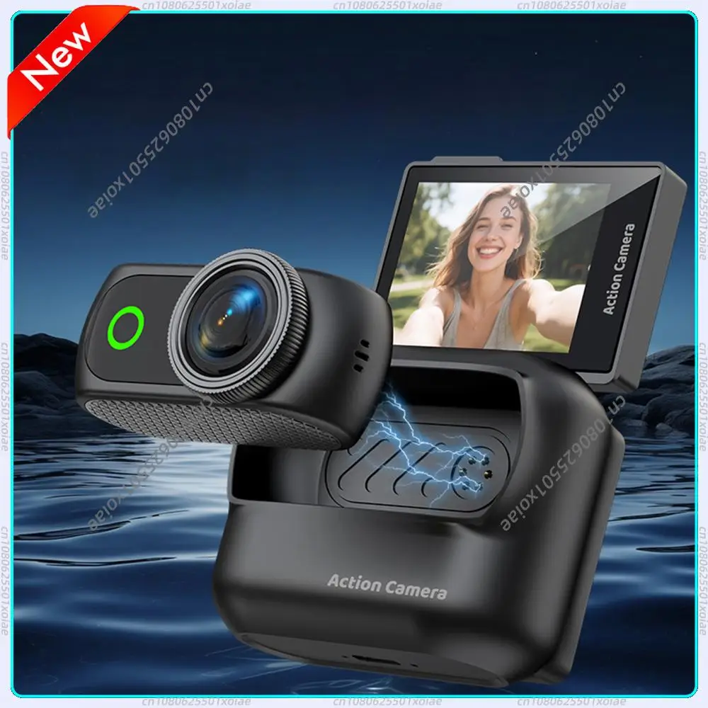 

4K Thumb Action Camera Magnetic Mini Vlog Cam Anti Shake Wi Fi Wearable POV Camera with Hat Clip for Sports Cycling Travel Vlogg