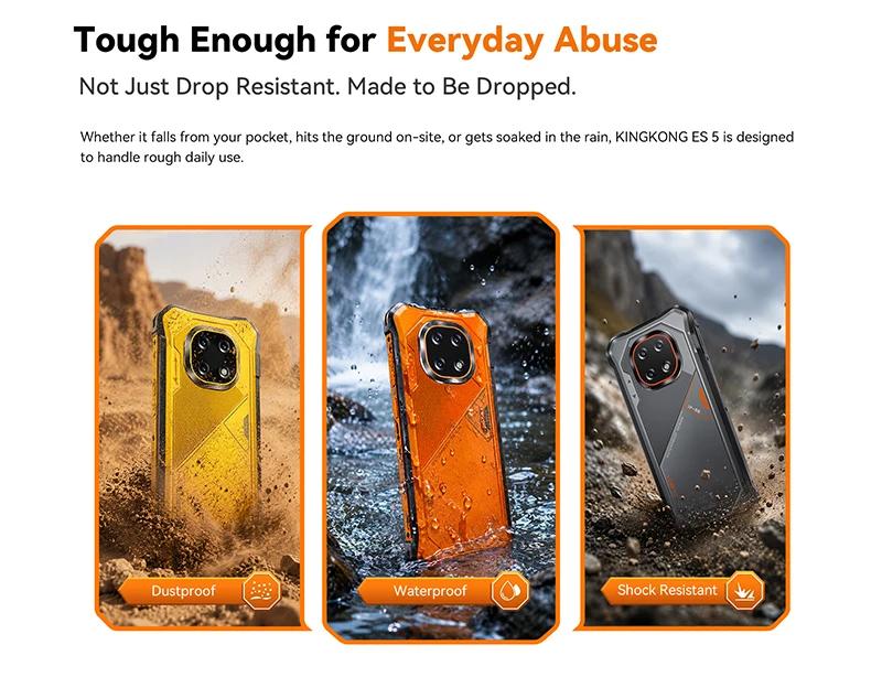 Rugged Smartphone Android 16 Cubot KingKong ES 5, Up to 24GB RAM(12+12GB), 256GB ROM, 6.88" 120Hz Screen, 7000mAh Mega Battery