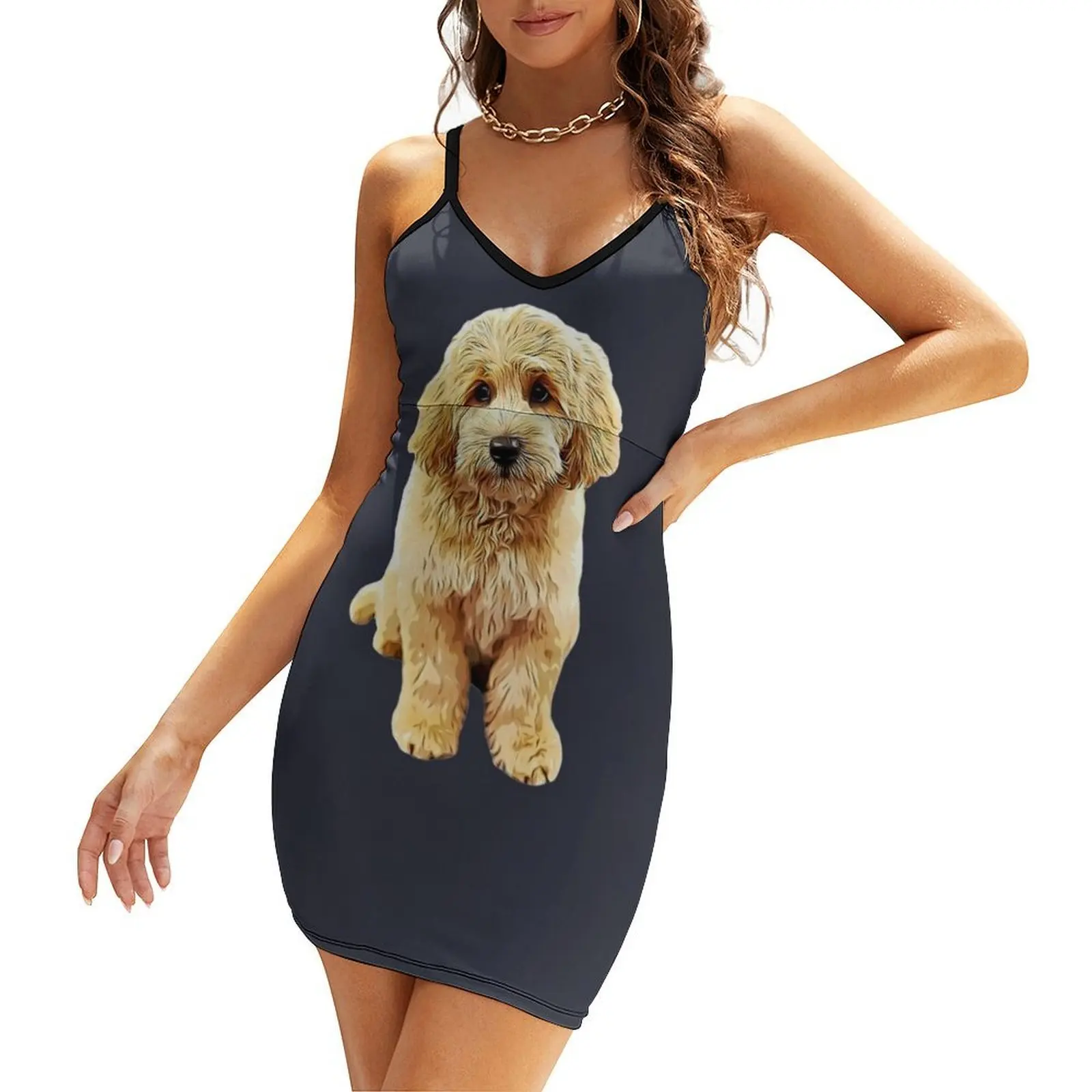 

Goldendoodle Cute Puppy Eyes! Sling Dress luxury evening dresses 2025 Woman clothing party dresses woman