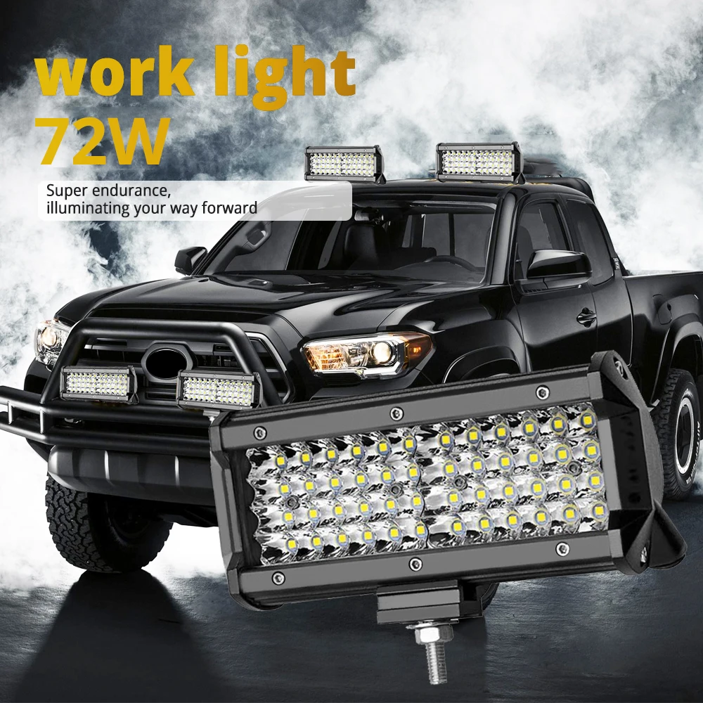 

1Pcs 72W Led Work 3030 SMD Spotlight LED Light Bar for Truck Driving Offroad Boat Car Tractor 4x4 SUV ATV 12V Lamp Retrofitting