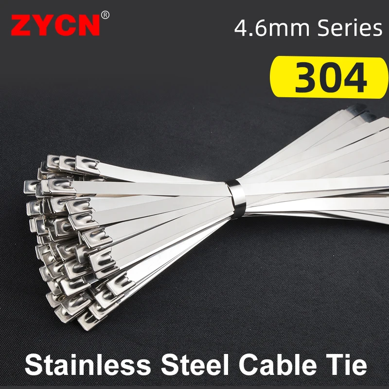 20PCS 304 Stainless Steel Metal Cable Zip Tie 4.6MM×500 Self-Locking Wrap Coated Harness Binding Exhaust Multi-Purpose Outdoor