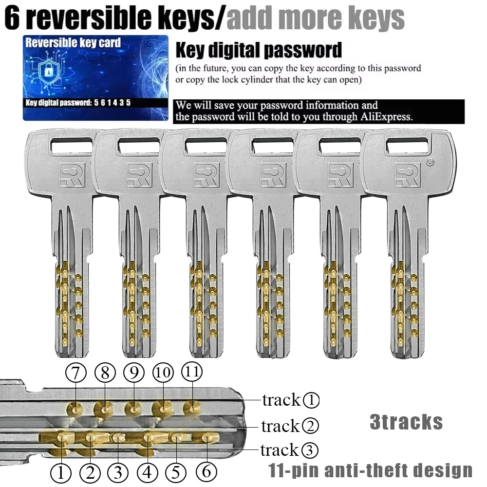 قم بتخصيص مفتاح واحد لفتح جميع أسطوانات القفل، وأسطوانات الأقفال، وأسطوانة قفل المقبض، وقفل باب المدخل، وباب الأسطوانة نفسه المفتاح