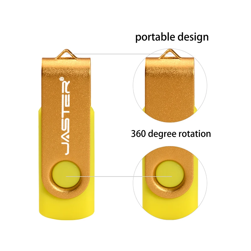 JASTER OTG Rotatable 360° USB Flash Drive 64GB Pen Drives Memory Stick 32GB Gifts Key Chain U Disk 16GB 8GB 4GB