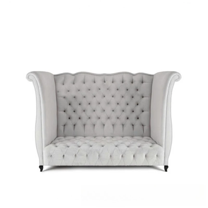

American fabric buckle soft bag three-person sofa furniture cafe studio villa high-back leisure sofa