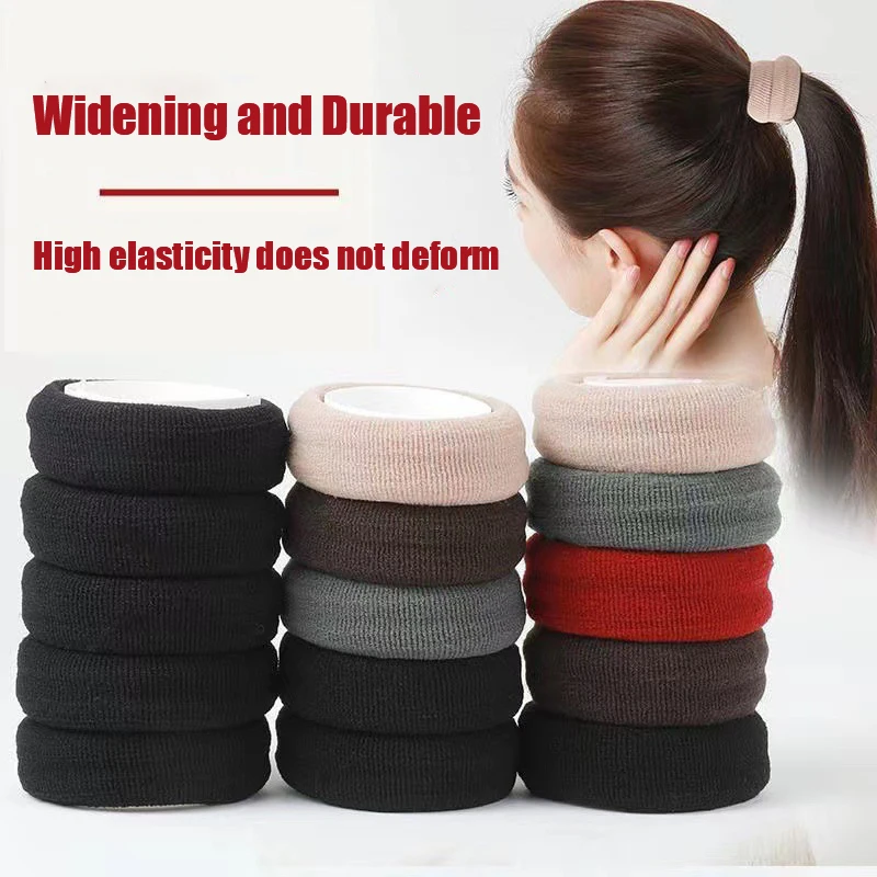 10PCS New Box With Thick Hair Ties Fashion Solid Color Elegant Simple Elastic Headband Vintage Retro Wide brimmed Scrunchies