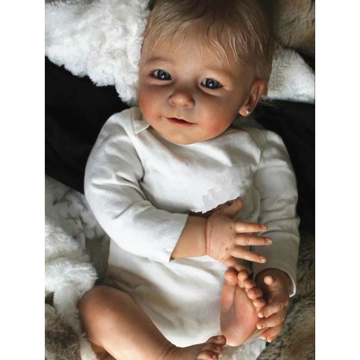 

NPK 50cm Already Finished Reborn Baby Smile Baby with Rooted Hair Handmade Painted 3D SkinLifelike Reborn Doll Gifts for Child