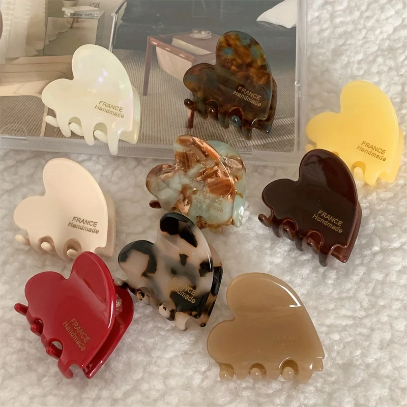 Mini Acetate Hair Claw Heart Geometric Hair Clips Side Pins Cute Sweet Small Shark Clip Women Hair Accessories