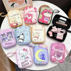 Cute Hello Kitty Sanrio Anime Collection Card Storage Box Hard Case Y2K Earphone Bag Waterproof Data Cable Coin Protection Bag