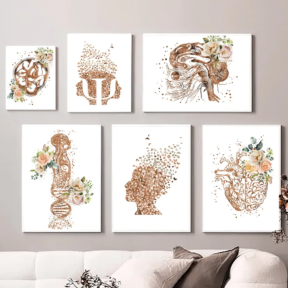 Abstract Medical Anatomy Skeleton Brain Ear Wall Art Canvas Painting Nordic Poster And Prints Wall Pictures For Clinic Decor