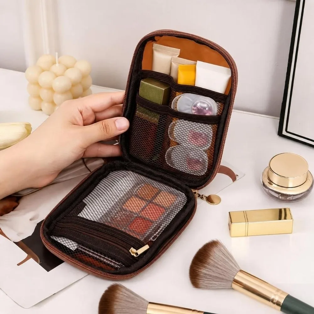 Transparent Cosmetic Organizer Pouch Portable Travel Touch-Up Cosmetic Storage Bag Multi-Compartment Lipstick Pouch