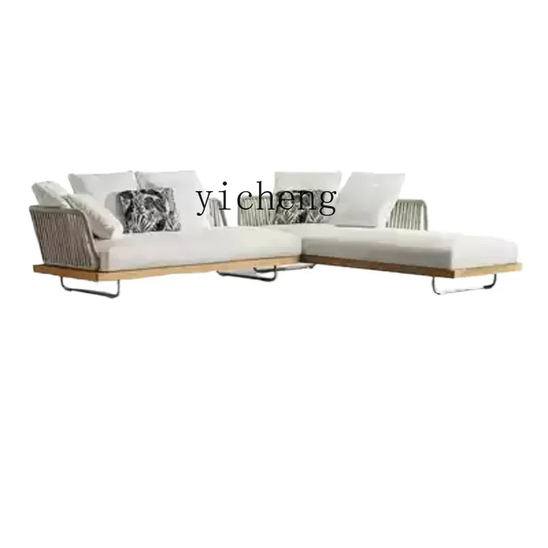outdoor rattan sofa outdoor open-air garden courtyard sun room waterproof sun protection leisure solid wood