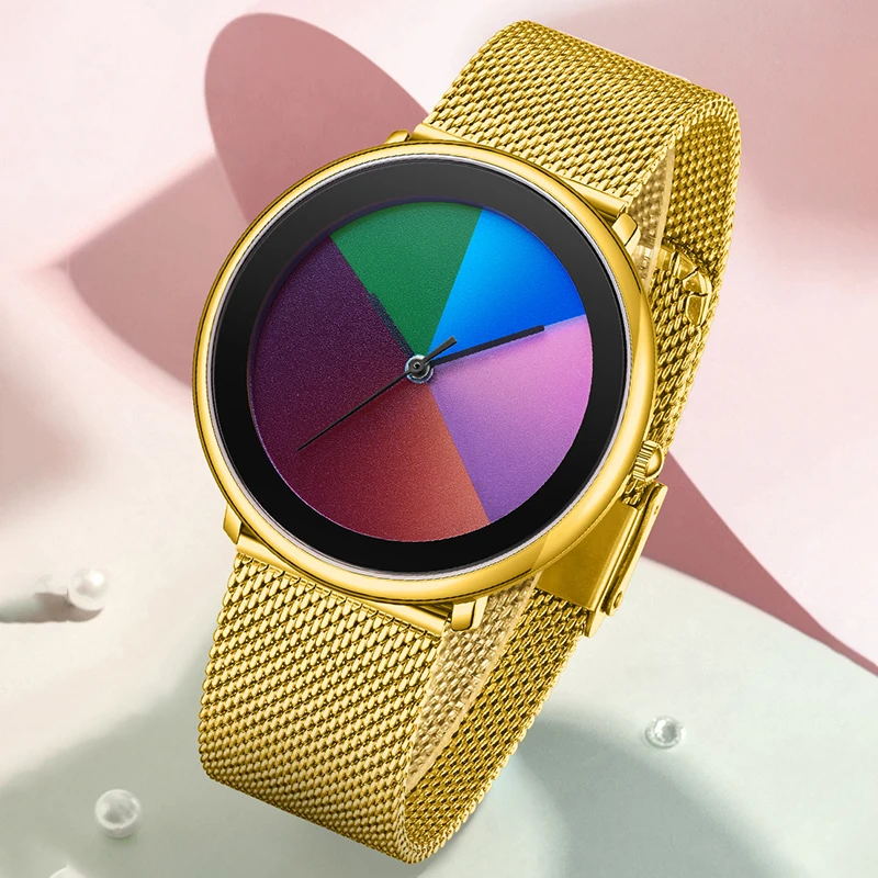 LIGE Colorful Fashion Woman Watch Unique Gradient Color Ultra-Thin Luxury Waterproof Casual Simple Watches for Women Ladies Gift