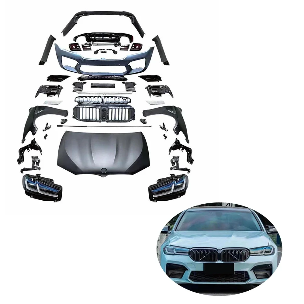 

Headlights Side Skirt Rear Combination Backup Lamp Bumper Grille Upgrade 2022 G30 M5 Body kit For BMW 5 Series F10 F18