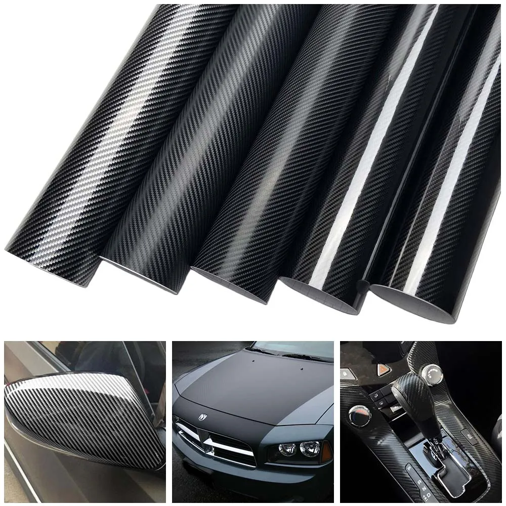 

Глянцевая виниловая пленка из углеродного волокна для автомобиля, наклейка для авто, мотоцикла, упаковочная бумага, без пузырьков, 2D 3D 4D 5D 6D, карбоновая пленка, наклейка