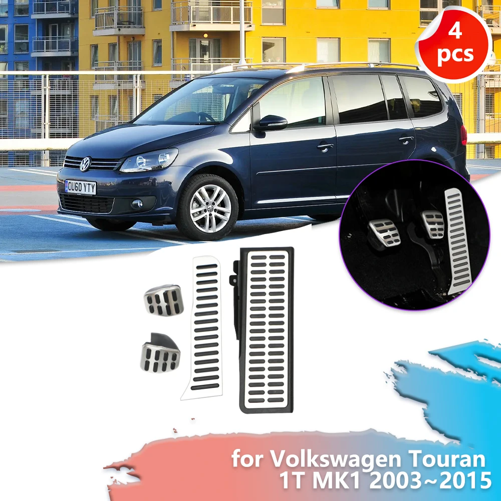 Car Gas Brake Pedal for Volkswagen VW Touran 1T MK1 2003~2015 2004 Rubber Anti-Slip Alloy Footrest Foot Pedals Cover Accessories
