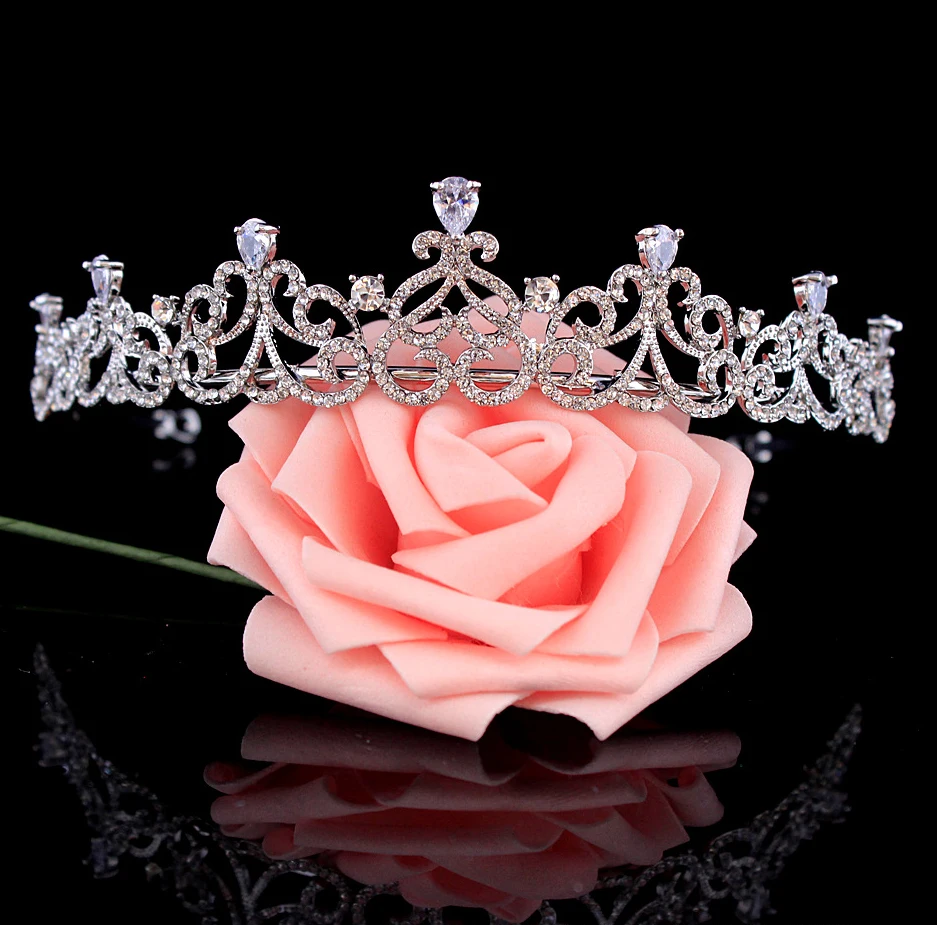الزركون العروس تيارا الاطفال الأميرة تاج الزفاف إكسسوارات الشعر عقال ثوب الزفاف الملحقات