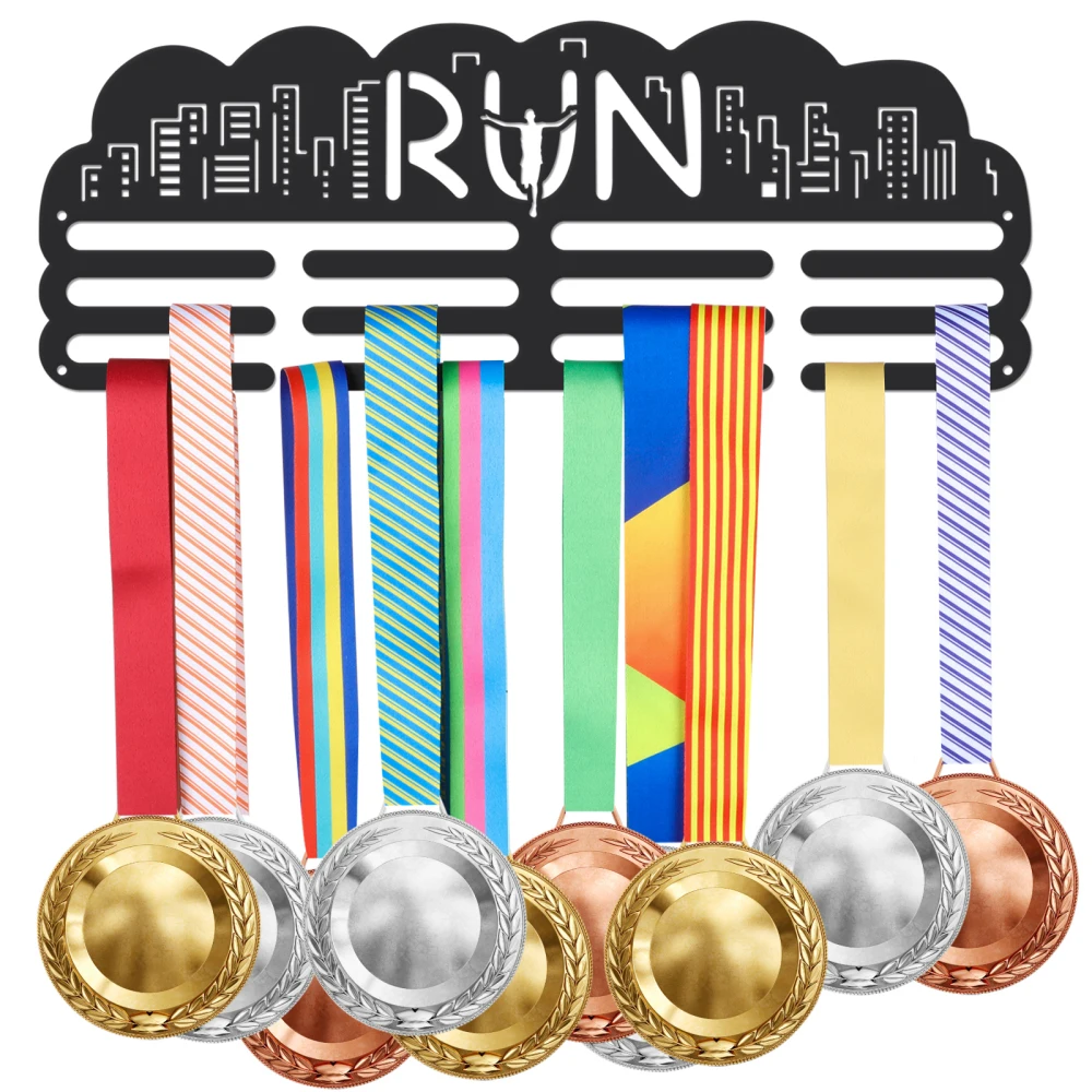 

Running Medal Hanger Run for Autism Medal Holder with 12 Lines Sturdy Steel Award Display Holders Wall Mounted Medal Display