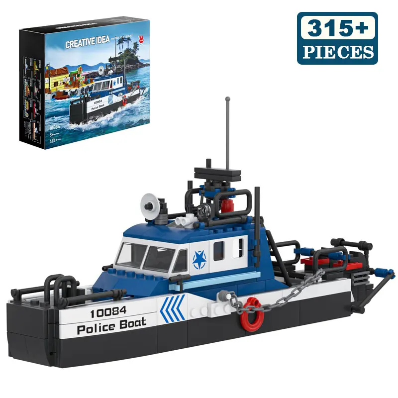 

MOULD KING 413PCS Multi Functional Police Boat Building Blocks Model Ship Law Enforcement Vessel Bricks Toy for Kids Adults Gift