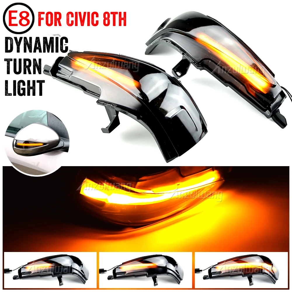 2pcs For Honda Civic Mk8 Sedan FD1 FD2 FD3 Civic 2D 4D Dynamic Turn Signal LED Rearview Mirror Indicator Blinker Repeater Light