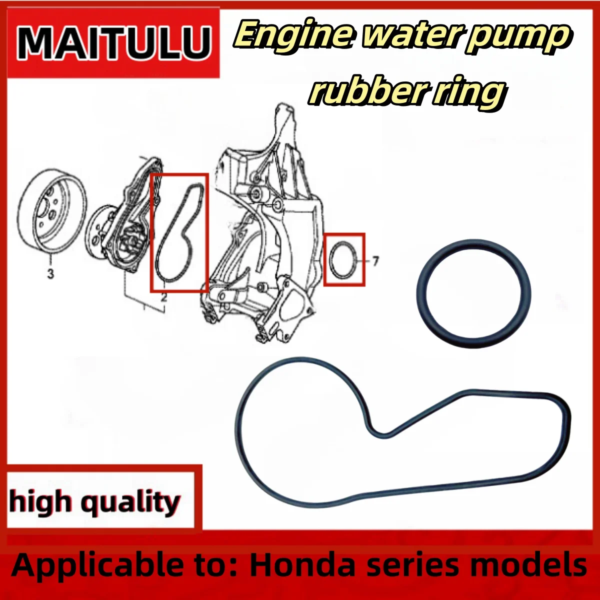 

19222-RAD-003 Engine water pump gasket Accord Civic Odyssey CR-V 2.4L water pump base rubber ring 19322-PCX-003 Auto parts